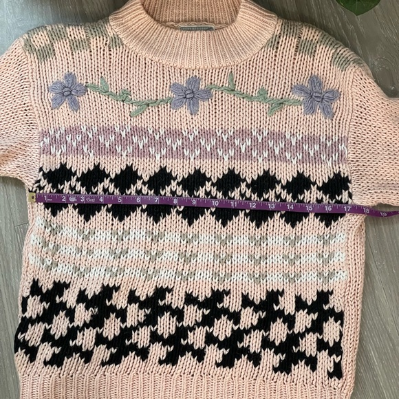 Vintage 80’s Spice Of Life Pink Floral Chunky Knit Sweater - Picture 7 of 11